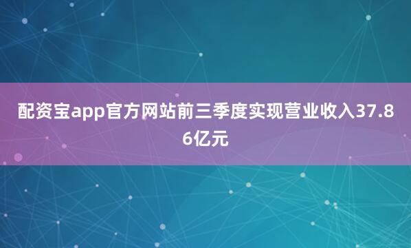 配资宝app官方网站前三季度实现营业收入37.86亿元